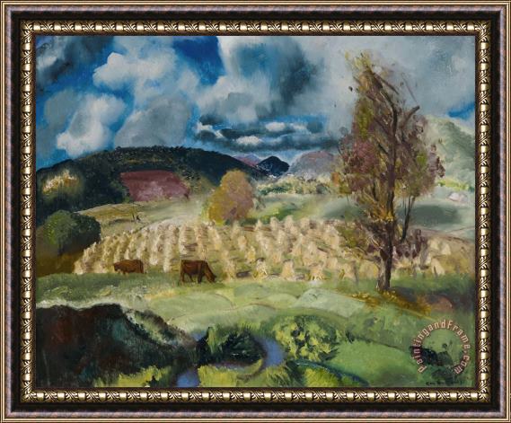 George Wesley Bellows Cornfield And Harvest Framed Painting