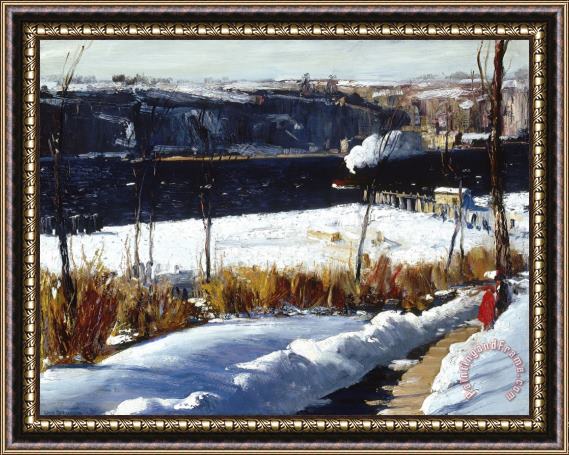 George Wesley Bellows Winter Afternoon, Riverside Park, New York City, January 1909 Framed Painting