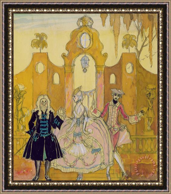 Georges Barbier 'billet Doux' Framed Painting