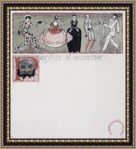 Georges Barbier Parfois Il M Arrive Ink And W C on Paper Framed Print
