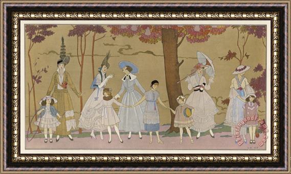 Georges Barbier Summertime Fashions for Women And Girls by Paquin Doucet Framed Print