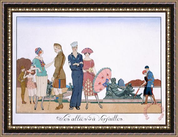Georges Barbier The Allies In Versailles Framed Painting