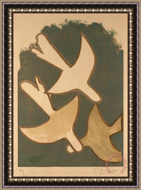 Georges Braque Les Oiseaux Blancs, 1958 Framed Painting