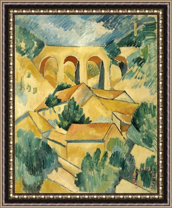 Georges Braque Viaduct at L'estaque, 1908 Framed Painting