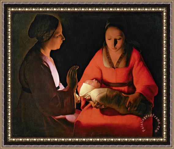 Georges de la Tour The New Born Child Framed Painting