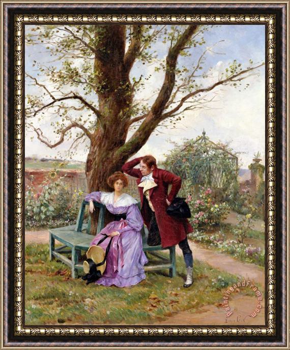 Georges Jules Auguste Cain Flirtation Framed Painting