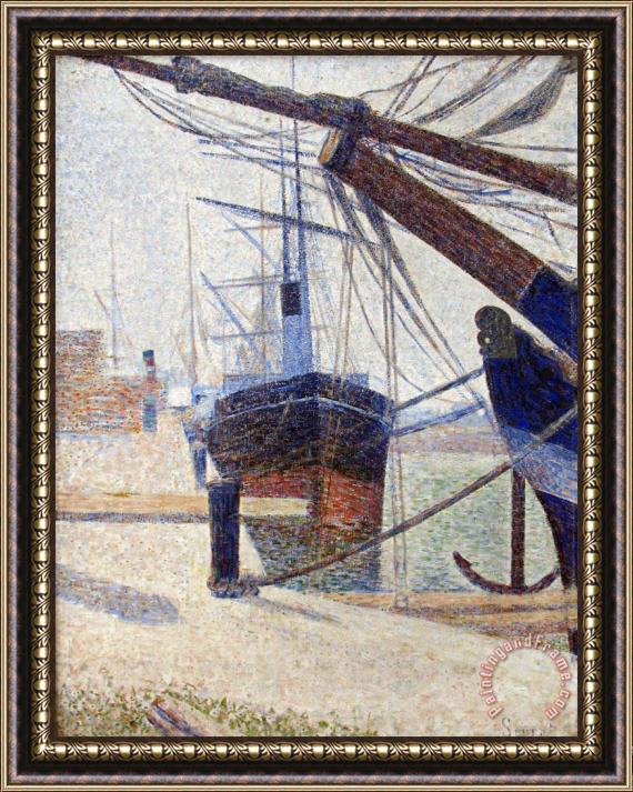 Georges Seurat Corner of The Harbor of Honfleur Framed Painting