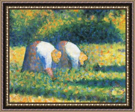 Georges Seurat Farmers At Work Framed Painting