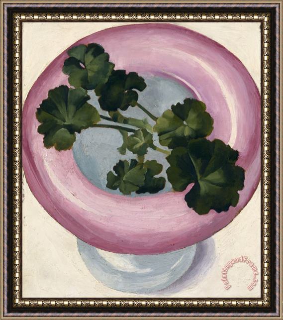 Georgia O'keeffe Geranium Leaves in Pink Dish, 1938 Framed Print