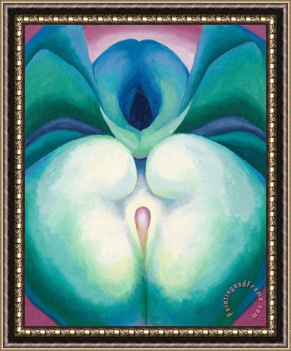 Georgia O'keeffe Series I White & Blue Flower Shapes, 1919 Framed Painting