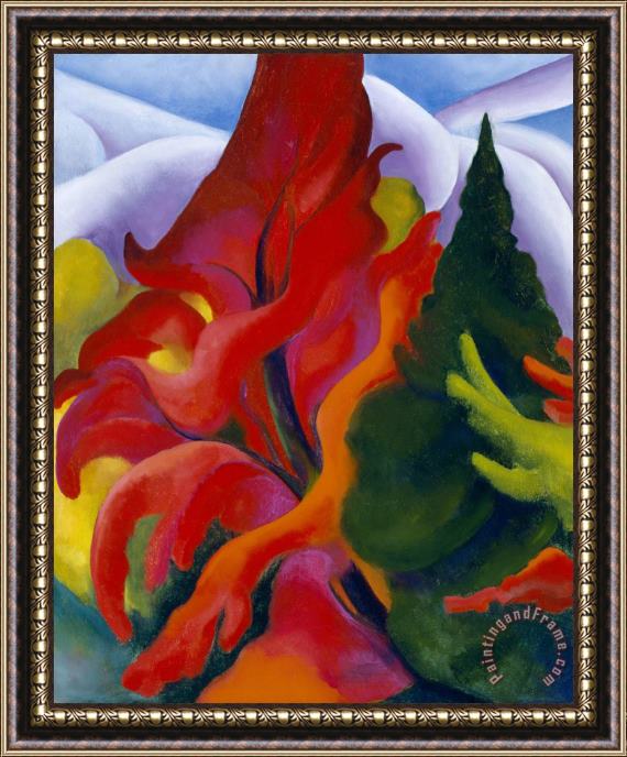 Georgia O'keeffe Trees in Autumn, 1920 1921 Framed Painting
