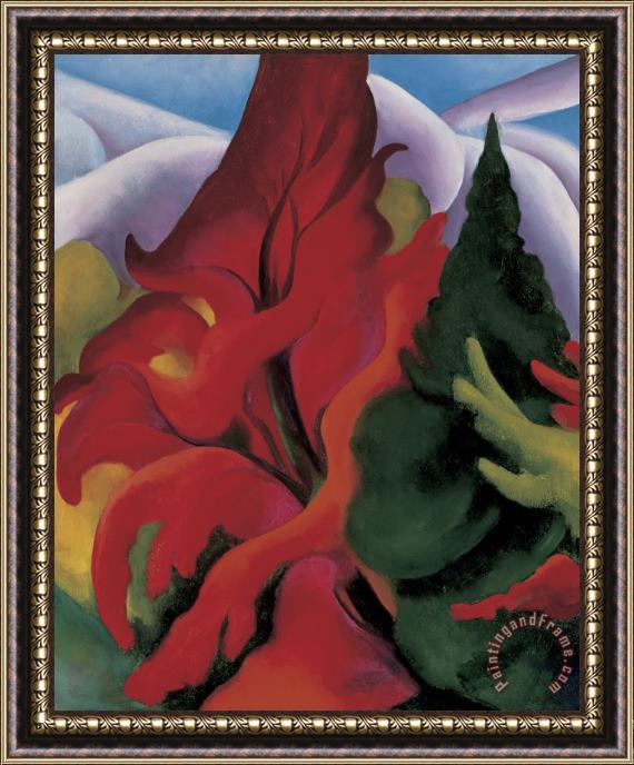 Georgia O'Keeffe Trees in Autumn Framed Painting