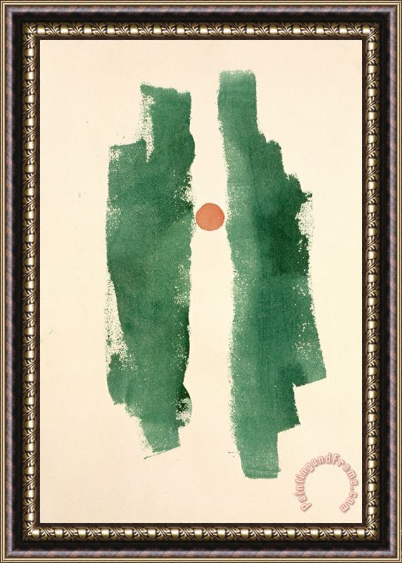 Georgia O'keeffe Untitled (abstraction Two Green Lines Small Red Circle), 1979 Framed Print