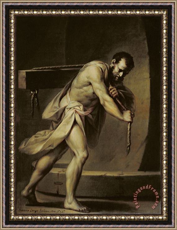 Giacomo Zampa Samson in the treadmill Framed Painting