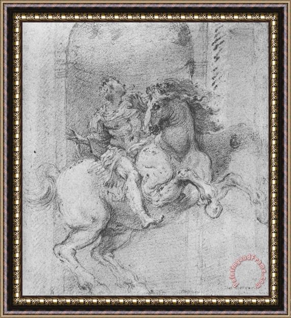 Gian Lorenzo Bernini Study for The Equestrian Monument of Constantine The Great"" Framed Print