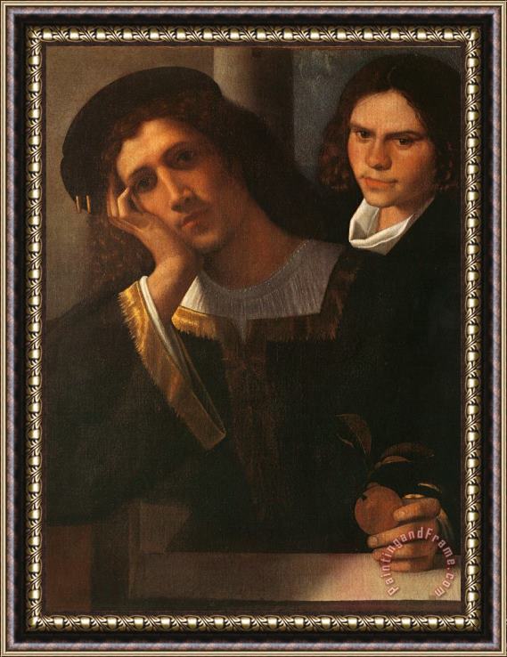 Giorgione Double Portrait (attributed to Giorgione) Framed Painting