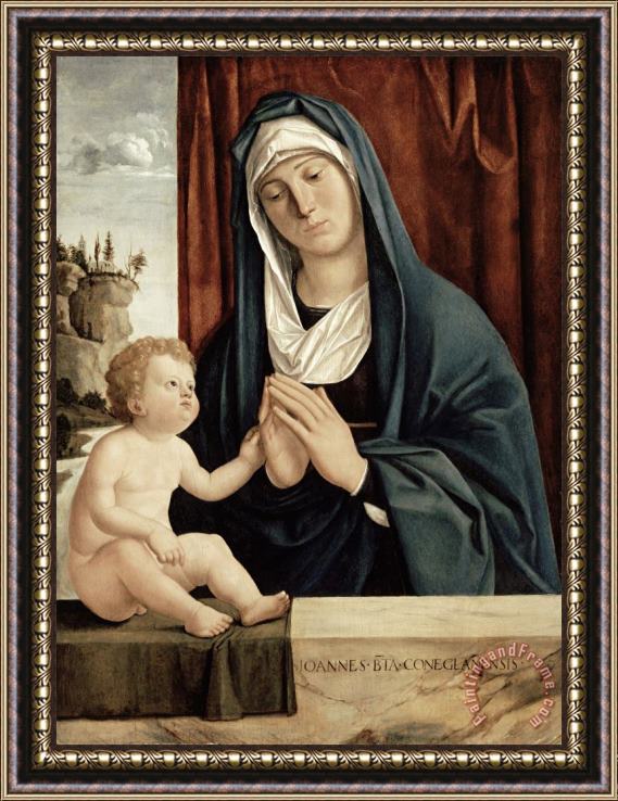 Giovanni Battista Cima da Conegliano Madonna and Child - late 15th to early 16th century Framed Painting