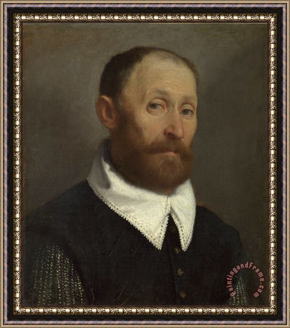 Giovanni Battista Moroni Portrait of a Man with Raised Eyebrows Framed Print