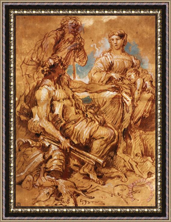 Giovanni Benedetto Castiglione  Allegory in Honour of The Ruling Couple of Mantua Framed Painting