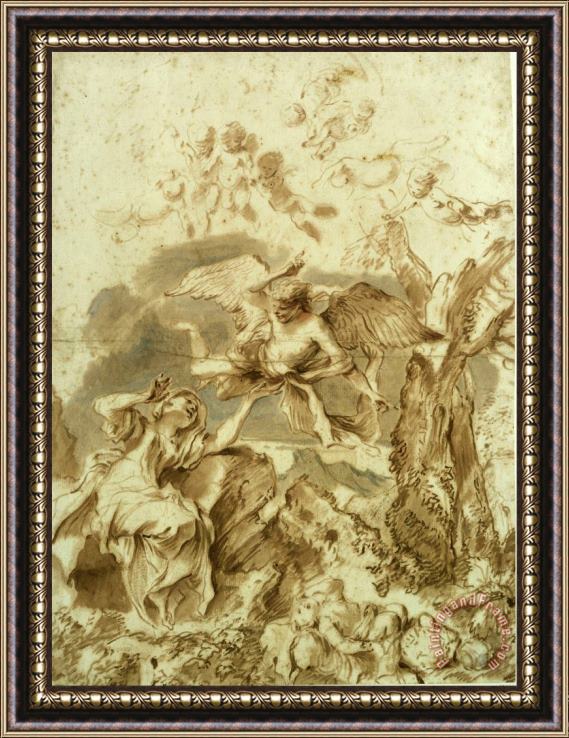 Giovanni Benedetto Castiglione  Hagar And Ishmael in The Wilderness Framed Print