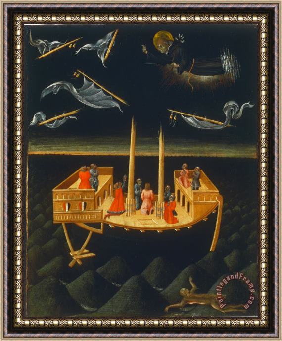 Giovanni di Paolo Saint Nicholas of Tolentino Saving a Shipwreck Framed Painting