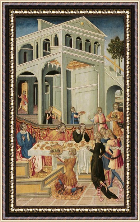 Giovanni di Paolo The Head of Saint John The Baptist Brought Before Herod Framed Print