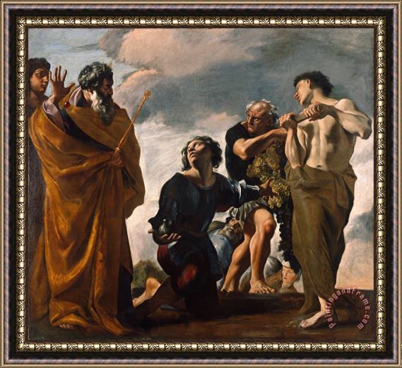 Giovanni Lanfranco  Moses And The Messengers From Canaan Framed Painting