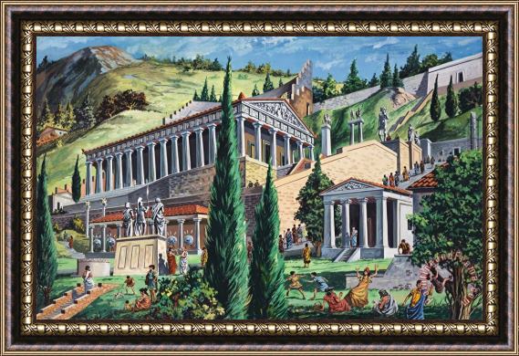 Giovanni Ruggero The Temple of Apollo at Delphi Framed Painting
