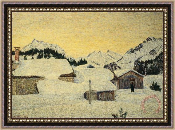 Giovanni Segantini Chalets In Snow Framed Painting