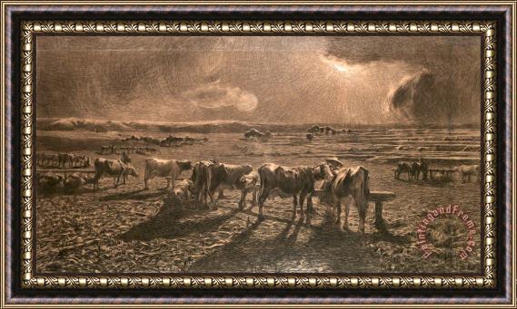 Giovanni Segantini Evening (grazing, Alla Stanga) Framed Painting