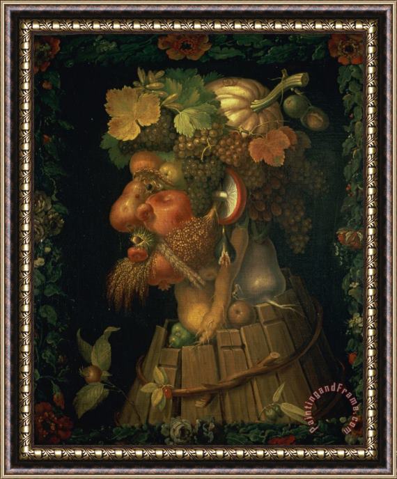 Giuseppe Arcimboldo Autumn, From a Series Depicting The Four Seasons, Commissioned by Emperor Maximilian II (1527 76) Framed Print
