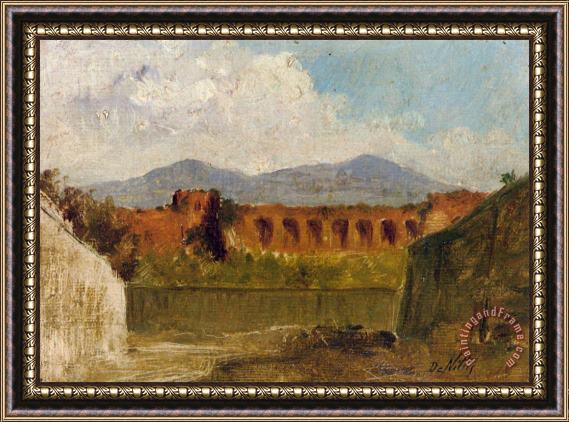 Giuseppe De Nittis A Roman Aqueduct Framed Painting