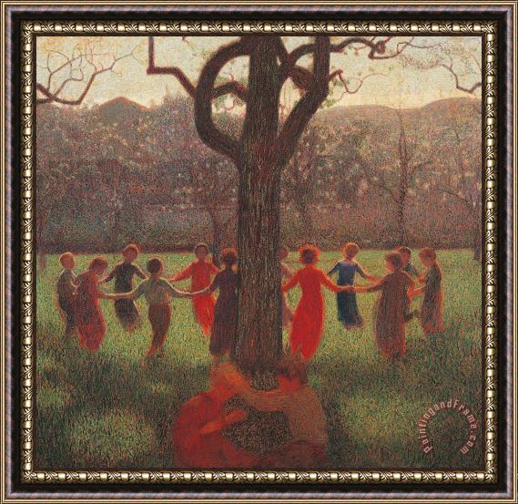 Giuseppe Pelizza da Volpedo Ring-around-the-rosey Framed Painting
