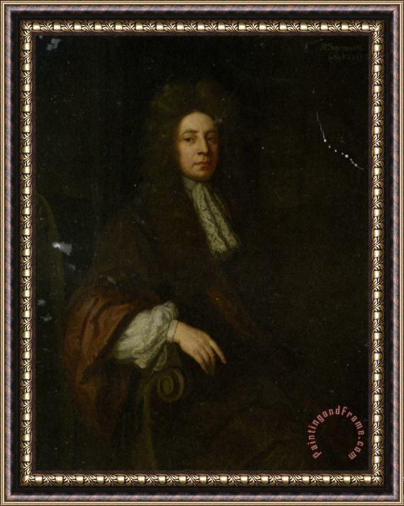 Godfrey Kneller Portrait of Sir Robert Southwell in a Brown Robe Framed Painting