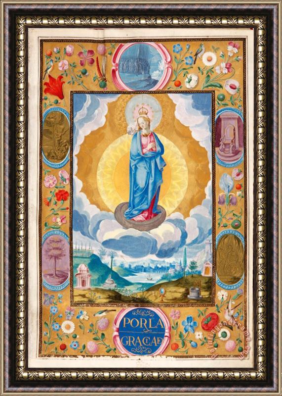 Gomez, Diego Immacule Conception in Enforceable Charter of Chivalry of Arias Pardo De Cela Framed Painting