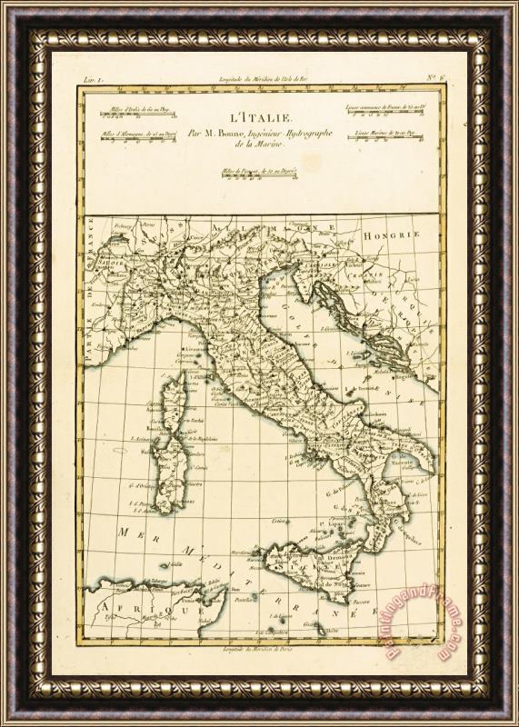 Guillaume Raynal Antique Map of Italy Framed Print