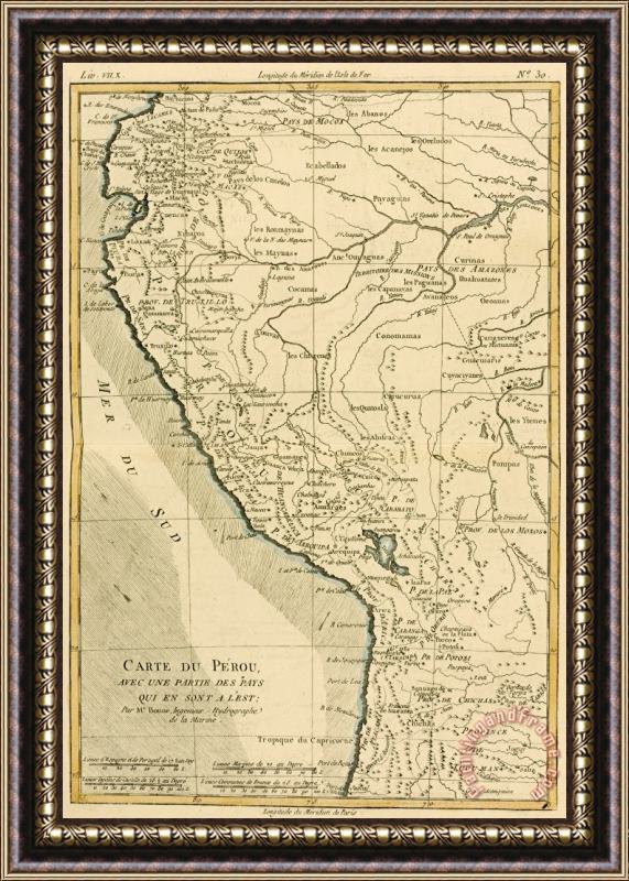 Guillaume Raynal Antique Map of Peru Framed Print