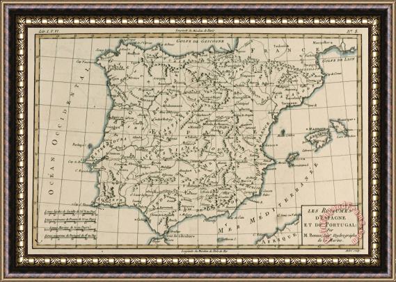 Guillaume Raynal Antique Map Of Spain Framed Painting