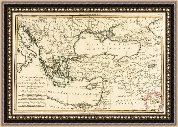 Guillaume Raynal Antique Map of Turkey Framed Painting