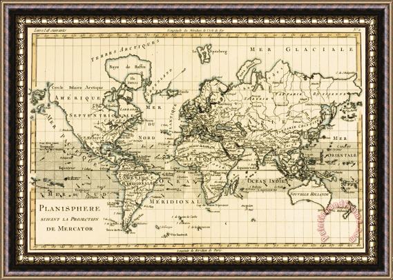 Guillaume Raynal Map of the World using the Mercator Projection Framed Print