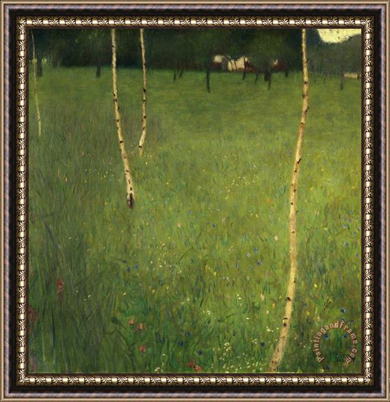 Gustav Klimt Farmhouse with Birch Trees Framed Print