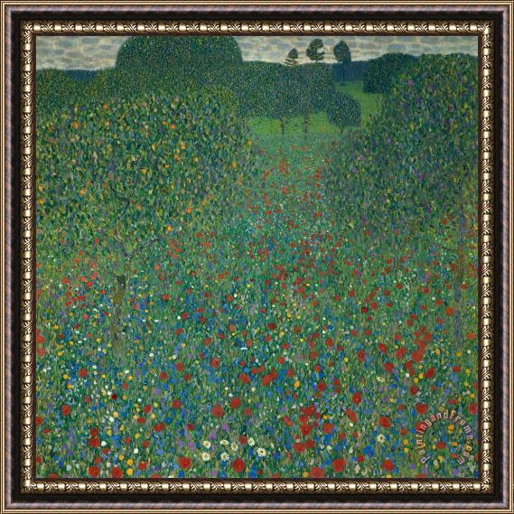 Gustav Klimt Field Of Poppies Framed Print