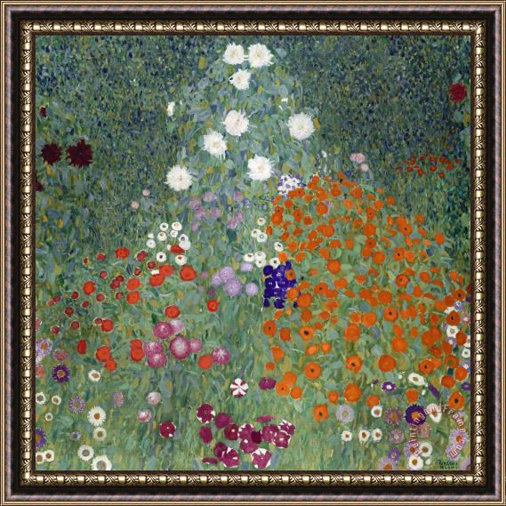 Gustav Klimt Flower Garden Framed Painting