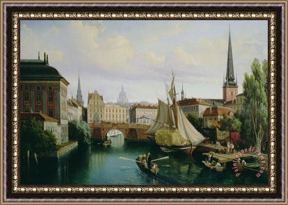 Gustav Palm View Of The Riddarholmskanalen Framed Painting
