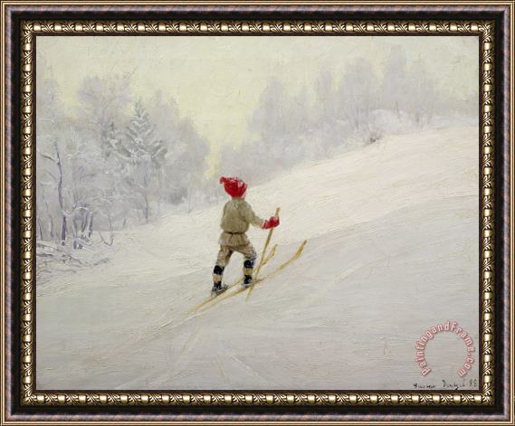 Gustav Wentzel Ski Training Framed Painting