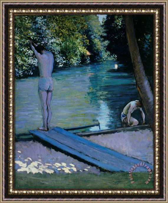 Gustave Caillebotte Bather about to plunge into the River Yerres Framed Print