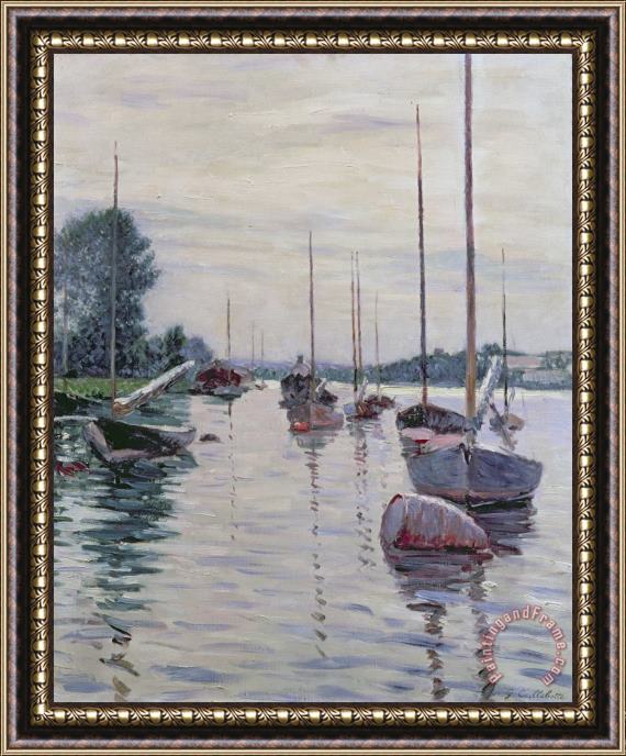 Gustave Caillebotte Boats Anchored On The Seine Framed Print