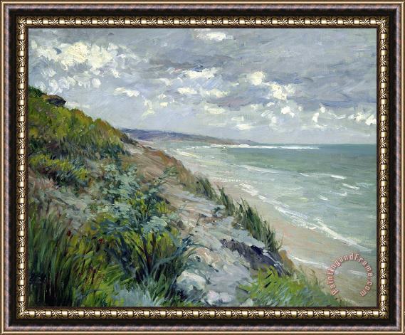 Gustave Caillebotte Cliffs by the sea at Trouville Framed Print