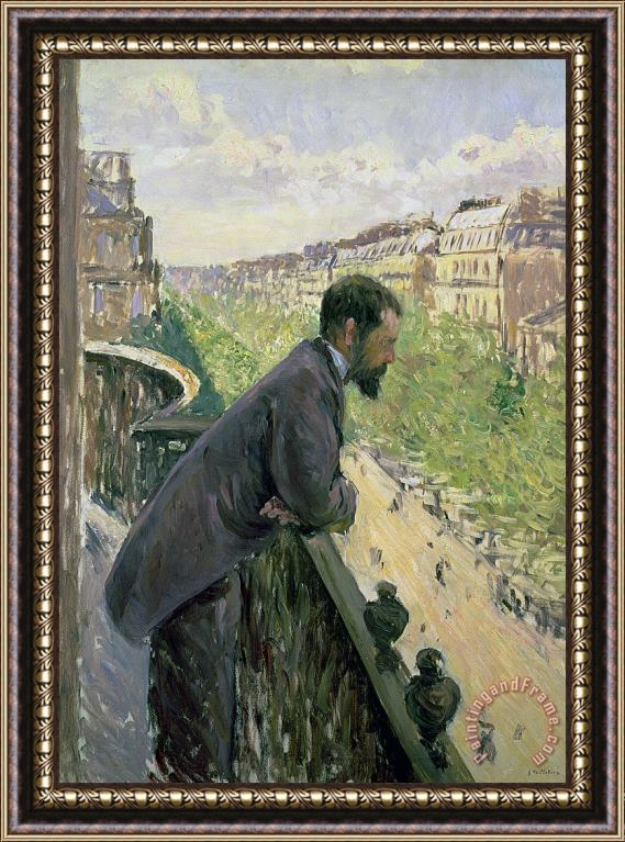 Gustave Caillebotte Man On A Balcony Framed Painting