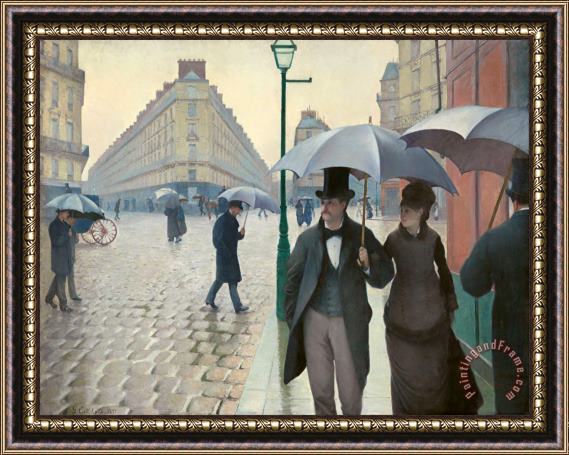 Gustave Caillebotte Paris Street Rainy Day Framed Painting